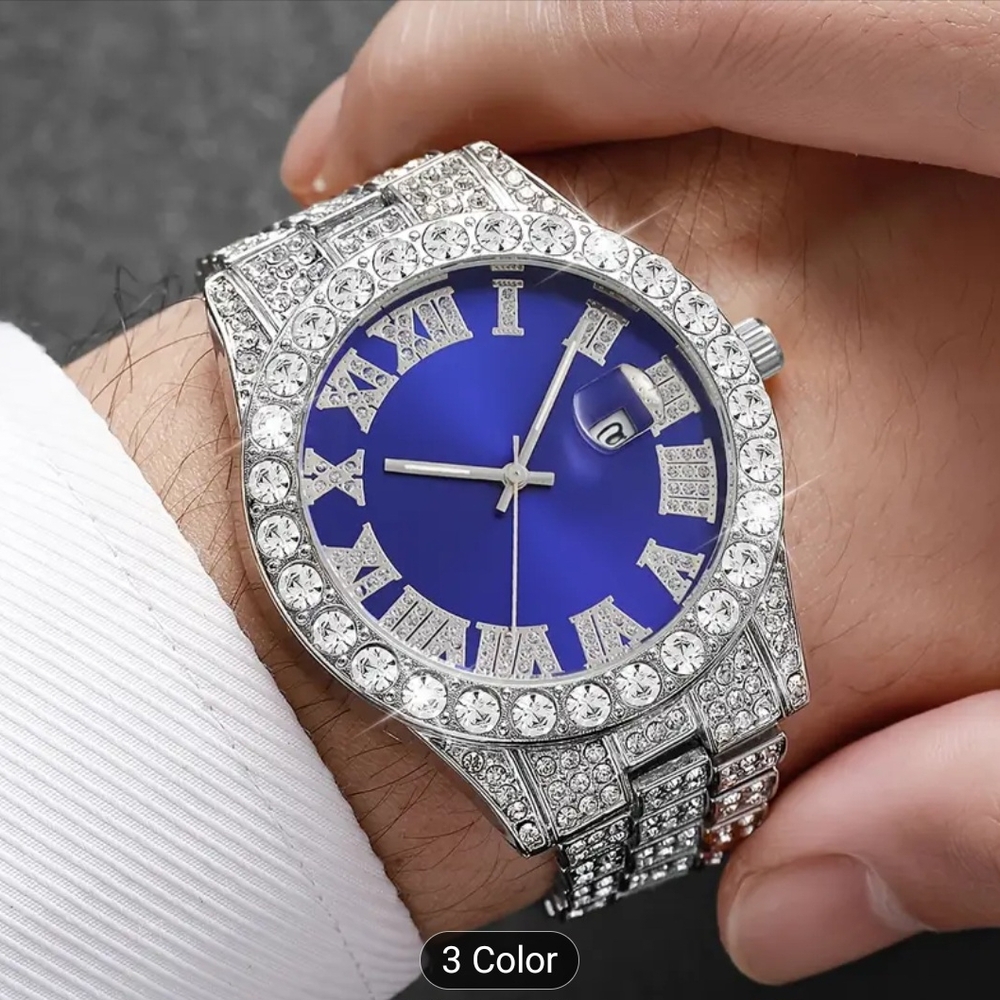 Luxury Silver and Blue Men's Watch
